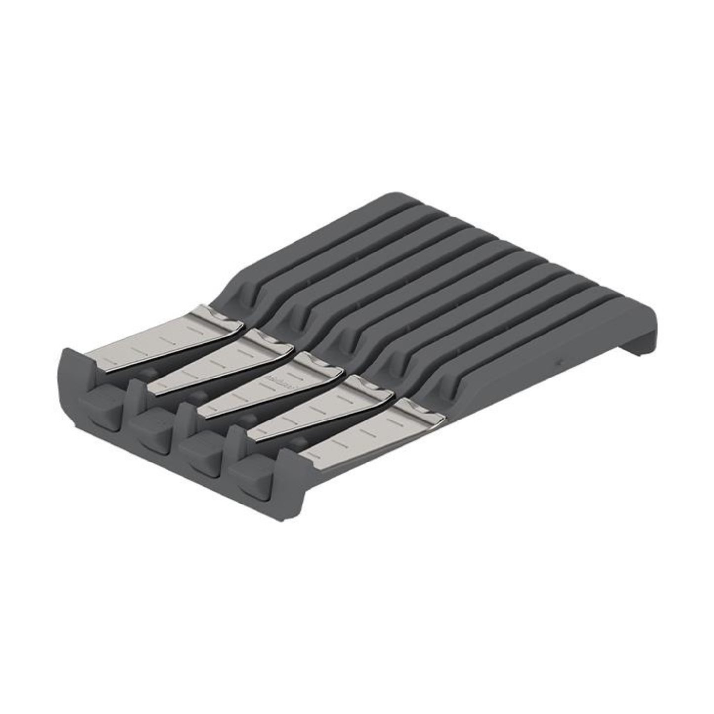 Blum ORGA‑LINE drawer insert knife holder for 4 small and 5 large knives, 177.5mm brushed stainless steel and dust grey – ZSZ‑02MO