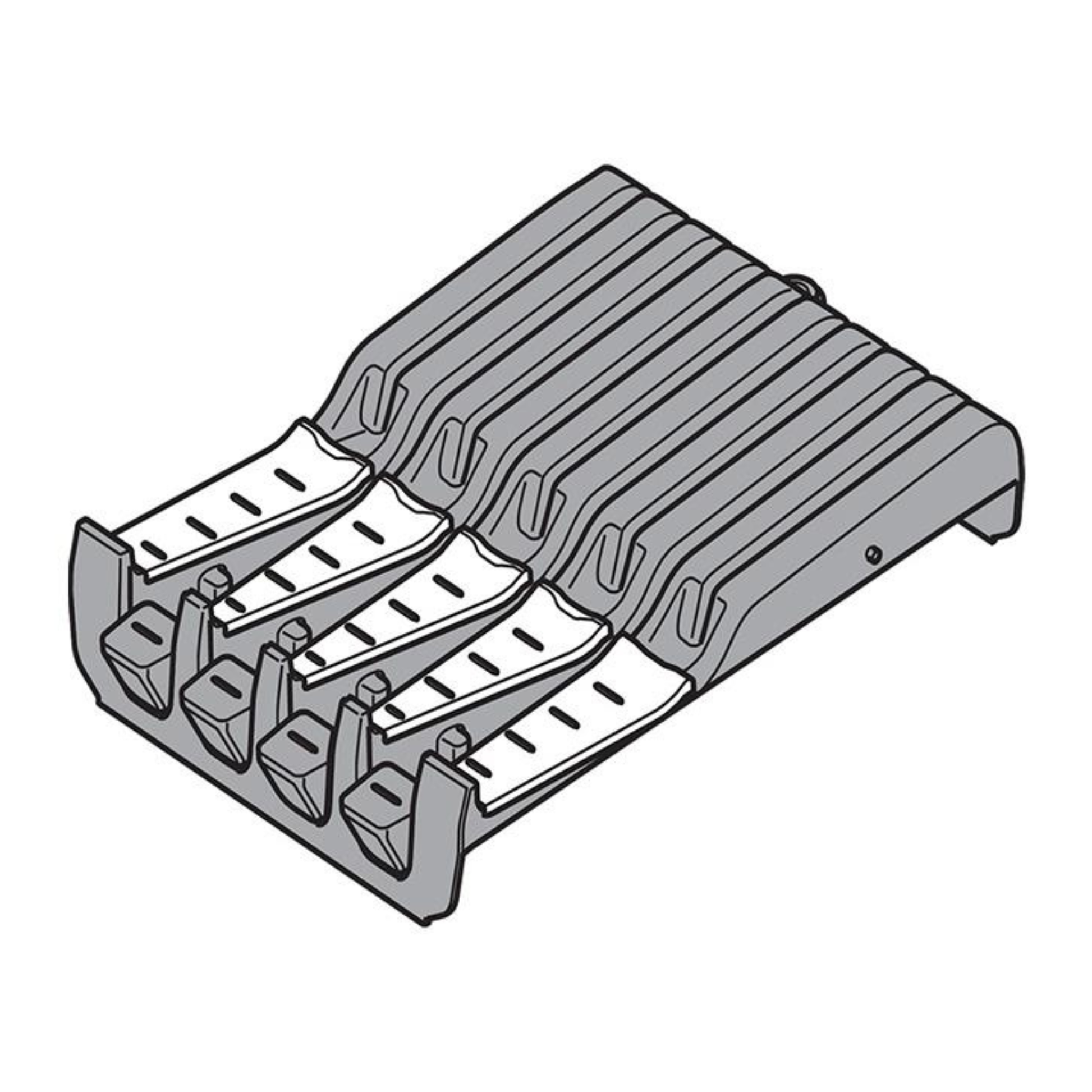 Blum ORGA‑LINE drawer insert knife holder for 4 small and 5 large knives, 177.5mm brushed stainless steel and dust grey – ZSZ‑02MO