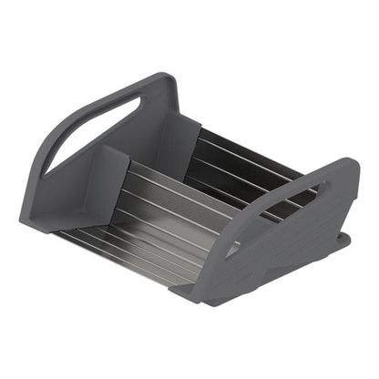 Blum ORGA‑LINE 300mm drawer insert spice holder in brushed stainless steel dust grey for kitchen drawer organisation – ZFZ‑30G0I