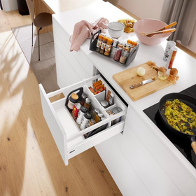 Blum ORGA-LINE Drawer Insert Spice Holder. Cabinet Width: 400mm In Brushed Stainless Steel/Dust Grey by W&B