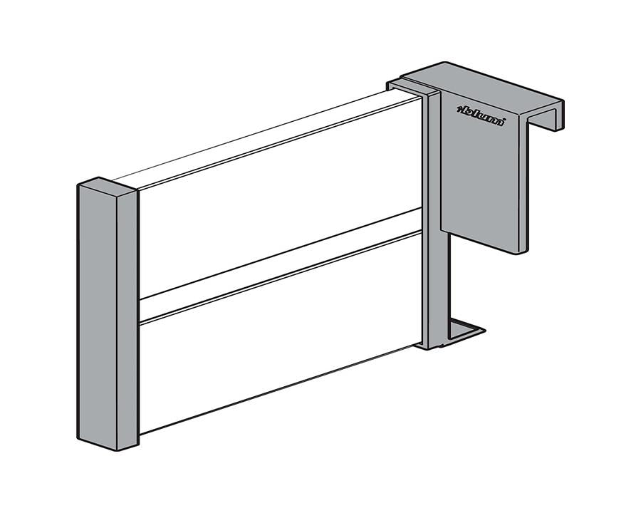 Blum ORGA‑LINE 100 mm longside divider, silk white steel for TANDEMBOX INTIVO / Antaro high‑front pull‑out (Z43L100S)
