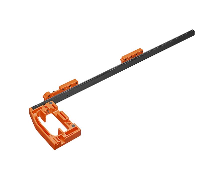 Blum REVEGO drilling template STL.8000 for pocket connector alignment on REVEGO UNO and DUO systems