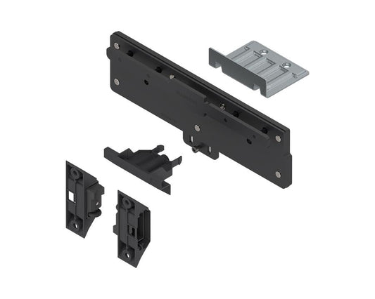 Blum REVEGO Duo black steel assembly set for two double‑door pocket‑door system (802M0004