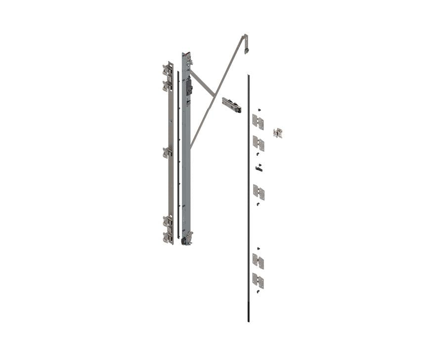 Blum REVEGO Duo left‑hand hinge bracket set for 2557‑2706 mm pocket height, zinc‑plated steel with TIP‑ON