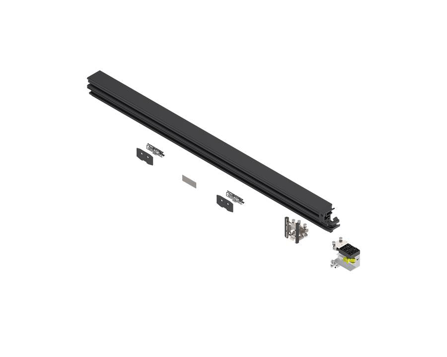 Blum REVEGO Duo 1050 mm right‑hand aluminium track set (black) for double‑door pocket system