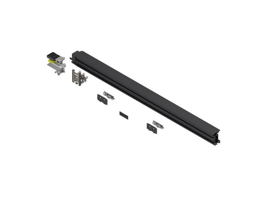 Blum REVEGO Duo 1250 mm left‑hand black anodised aluminium track set for double‑door pocket system