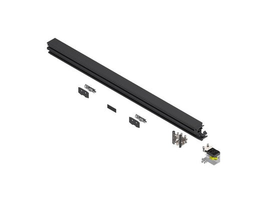Blum REVEGO Duo 1250 mm right‑hand black anodised aluminium track set for double‑door pocket system