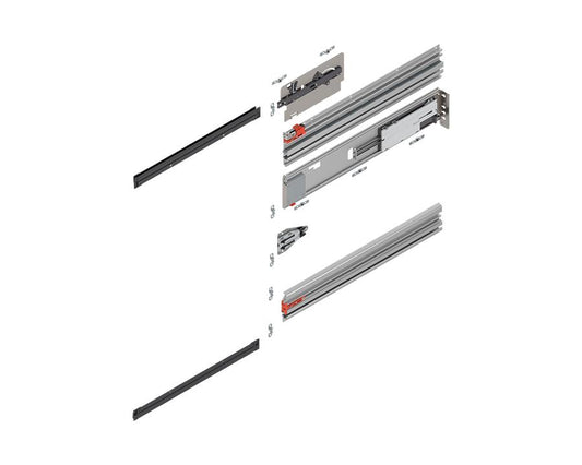 Blum REVEGO UNO 700 mm right‑hand pocket profile set with TIP‑ON motion, natural anodised aluminium