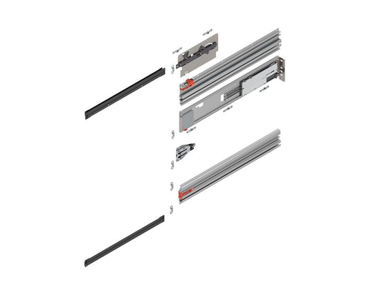 Blum REVEGO UNO 800 mm right‑hand pocket profile set with TIP‑ON motion, natural anodised aluminium