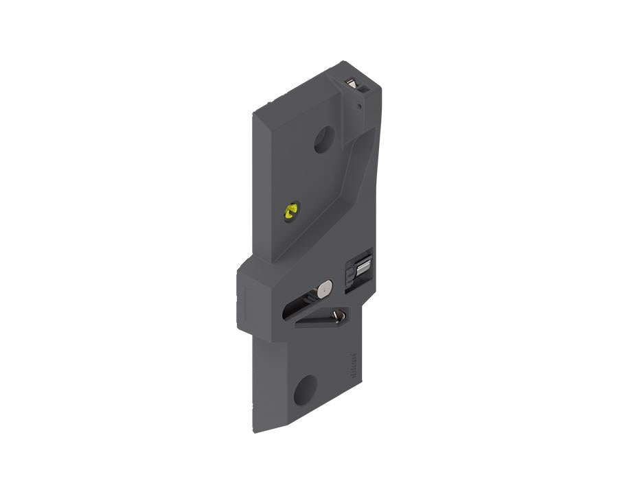 Blum REVEGO UNO right‑hand cable tensioner for pocket‑door system, ensures smooth, guided operation in soft‑close cabinet installation