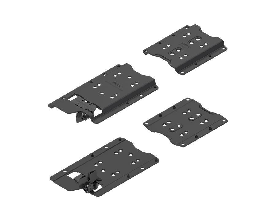 Blum REVEGO UNO black steel pocket connector set, no plinth, left‑hand, for 15–19 mm thick pocket sides