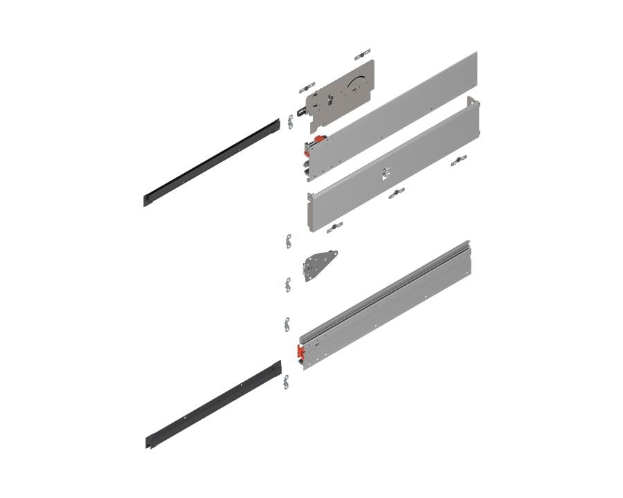 Blum REVEGO UNO 450 mm left-hand pocket profile set with TIP-ON, natural anodised aluminium
