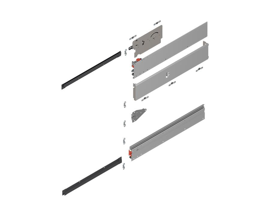 Blum REVEGO UNO 500 mm left-hand pocket profile set with TIP-ON motion, natural anodised aluminium