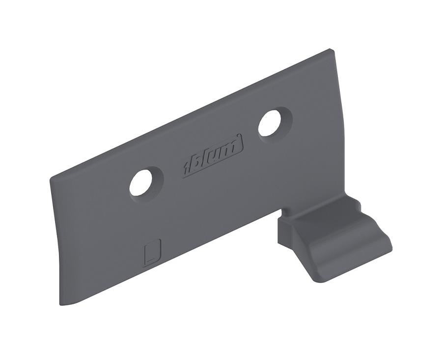 Blum SPACE CORNER left‑hand trigger in dust‑grey nylon (part Z33.005.01)