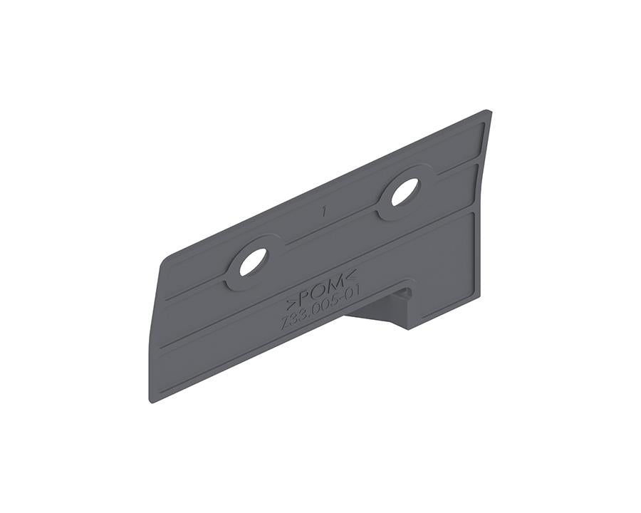 Right‑hand Blum SPACE CORNER trigger in dust‑grey nylon (Z33.005‑01)