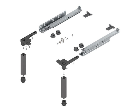 Blum SPACE STEP set Z95-4600 460 mm Orion grey plinth step with pull-out storage, multifunctional cabinet base solution