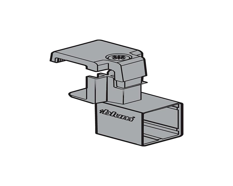 Blum TANDEMBOX Antaro cross‑gallery connector ZRU.01E0, nylon silk‑white, 3‑part screw‑on bracket