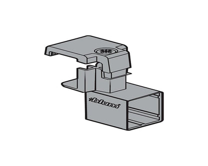 Blum TANDEMBOX Antaro cross‑gallery connector ZRU.01E0, nylon silk‑white, 3‑part screw‑on bracket