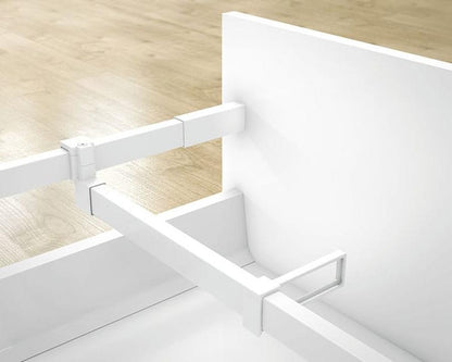Blum TANDEMBOX Antaro cross‑gallery connector ZRU.01E0, nylon silk‑white, 3‑part screw‑on bracket