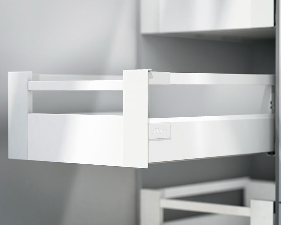Blum TANDEMBOX Antaro longside gallery rails set, 350 mm, high-fronted design, silk white (ZRG.287RSICRE)