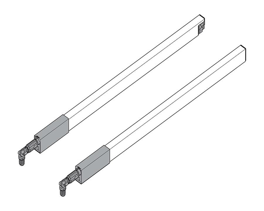Blum TANDEMBOX Antaro longside gallery rails set, 350 mm, high-fronted design, silk white (ZRG.287RSICRE)