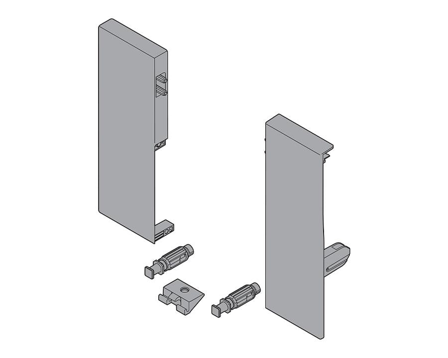 Pair of Blum TANDEMBOX Antaro inner‑drawer front fixing brackets, C‑height 83 mm + 96 mm, nylon in silk white (ZIF.74C0)