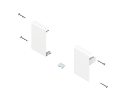 Blum TANDEMBOX Antaro nylon inner‑drawer front fixing brackets, M‑height 83 mm, silk white (left + right, part ZIF.71M0)