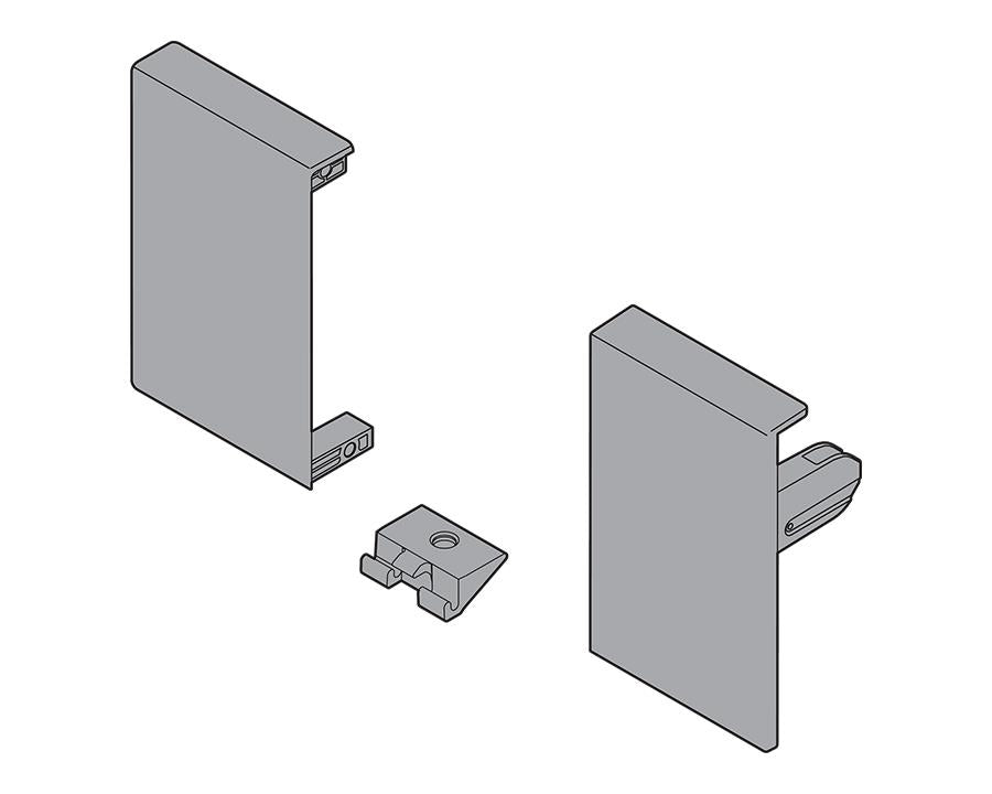 Blum TANDEMBOX Antaro nylon inner‑drawer front fixing brackets, M‑height 83 mm, silk white (left + right, part ZIF.71M0)