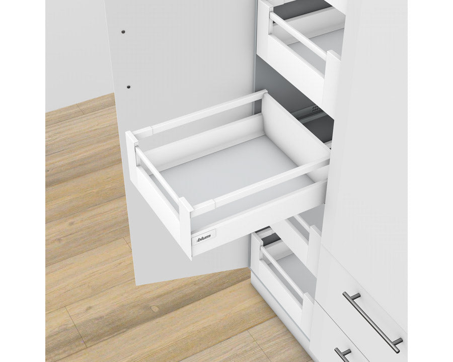 Blum TANDEMBOX Antaro inner drawer, C-height 167 mm, 400 mm silk white side, 30 kg capacity, soft-close BLUMOTION gliding drawer