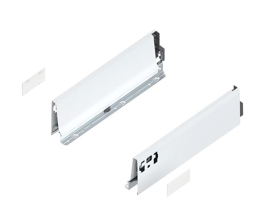 Blum TANDEMBOX Antaro M‑height drawer side, 650 mm, silk white steel (part 378M6502SA)
