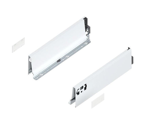 Blum TANDEMBOX Antaro M‑height drawer side, 650 mm, silk white steel (part 378M6502SA)
