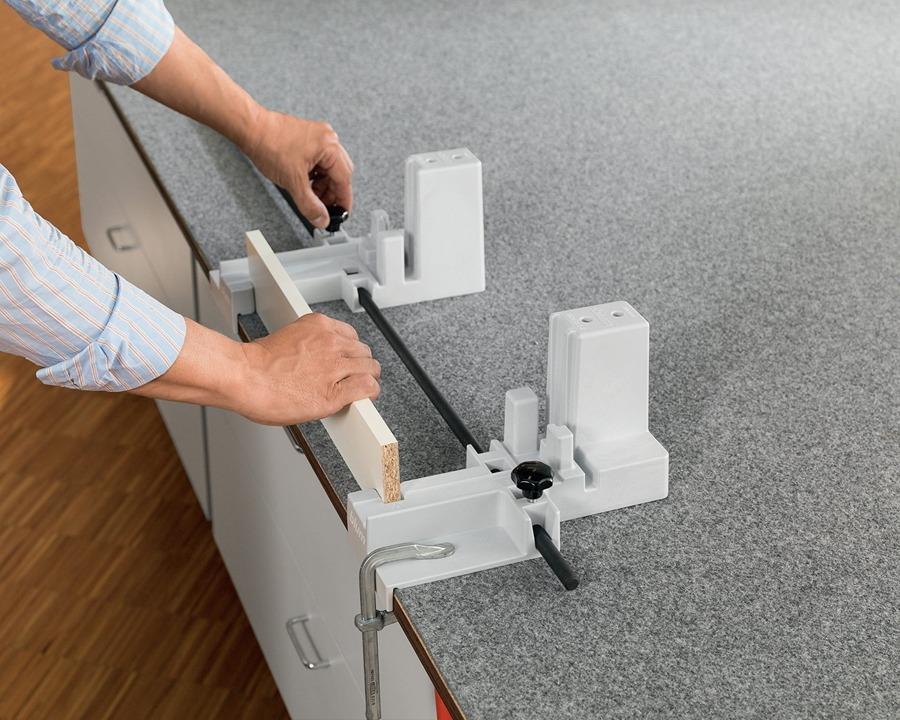 Blum TANDEMBOX BOXFIX E‑T assembly device ZMM‑0350 by Wilson and Bradley, manual table jig for precise TANDEMBOX drawer assembly and high‑front pull‑outs
