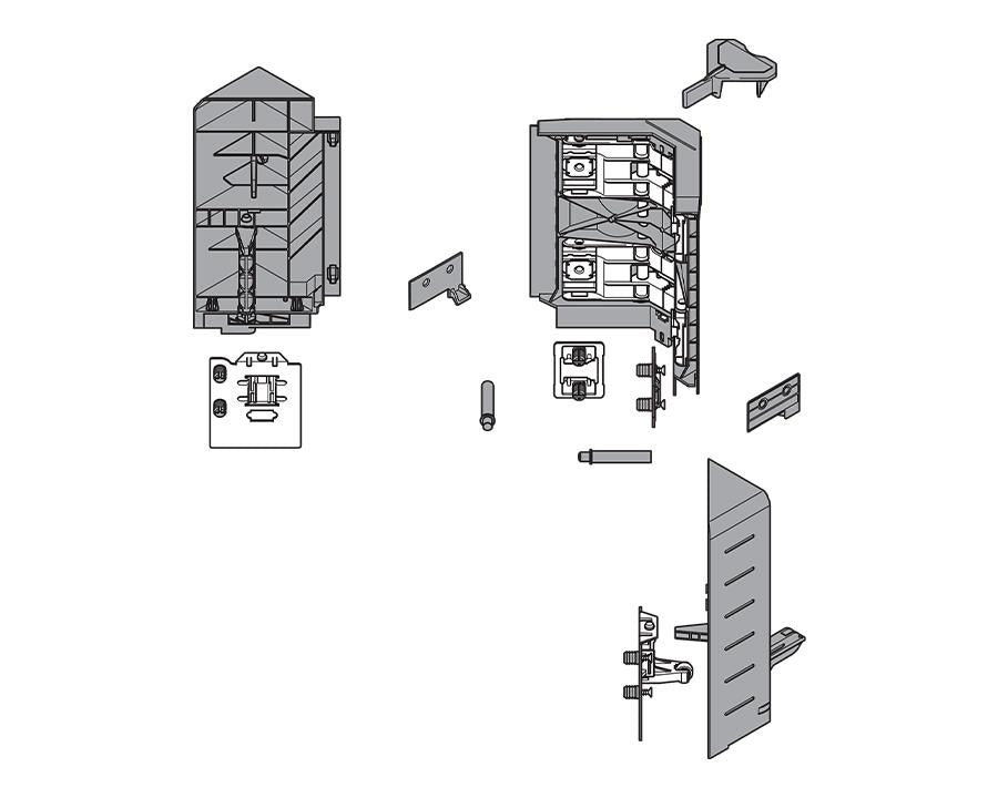 Blum EXPANDO front/base stabiliser Z96.10E12, nylon in dust‑grey for TANDEMBOX and LEGRABOX