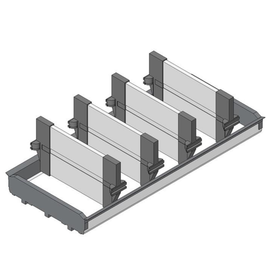 Blum TANDEMBOX intivo ORGA‑LINE 500mm stainless steel anti‑fingerprint bottle tray set with 3 lateral dividers for drawer organisation – ZFL‑30BFI6
