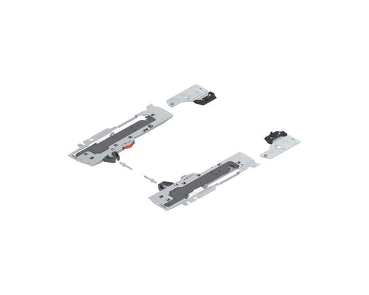 Blum TIP-ON BLUMOTION set unit and latch for TANDEMBOX drawers, compatible with 350–600mm NL runners, 0–20kg load capacity, push-to-open soft-close drawer mechanism