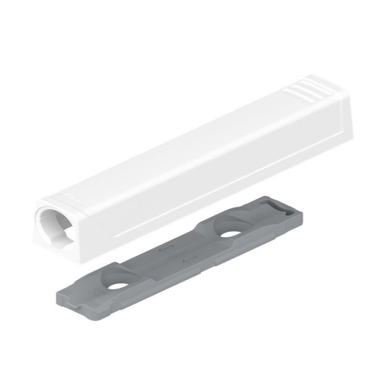 Blum TIP-ON Slimline Adapter Plate 79mm in Silk White – Enables effortless touch-to-open function for handleless cabinet doors, perfect for modern kitchen and furniture installations