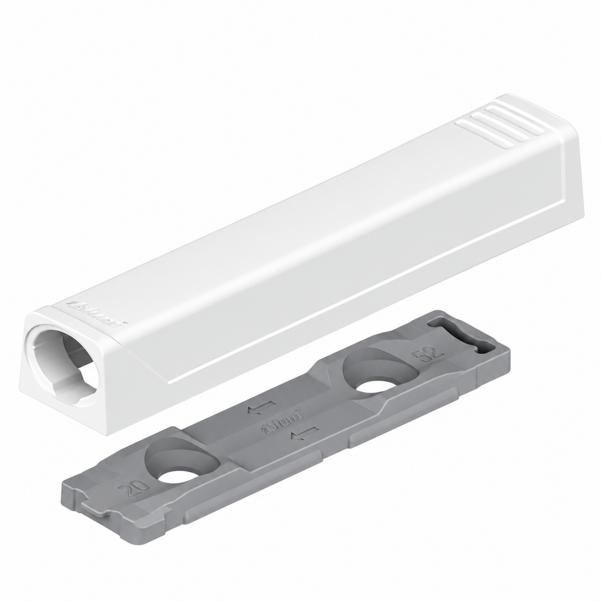 Blum TIP-ON Slimline Adapter Plate for doors, long version, 79mm, Silk White 38mm by W&B