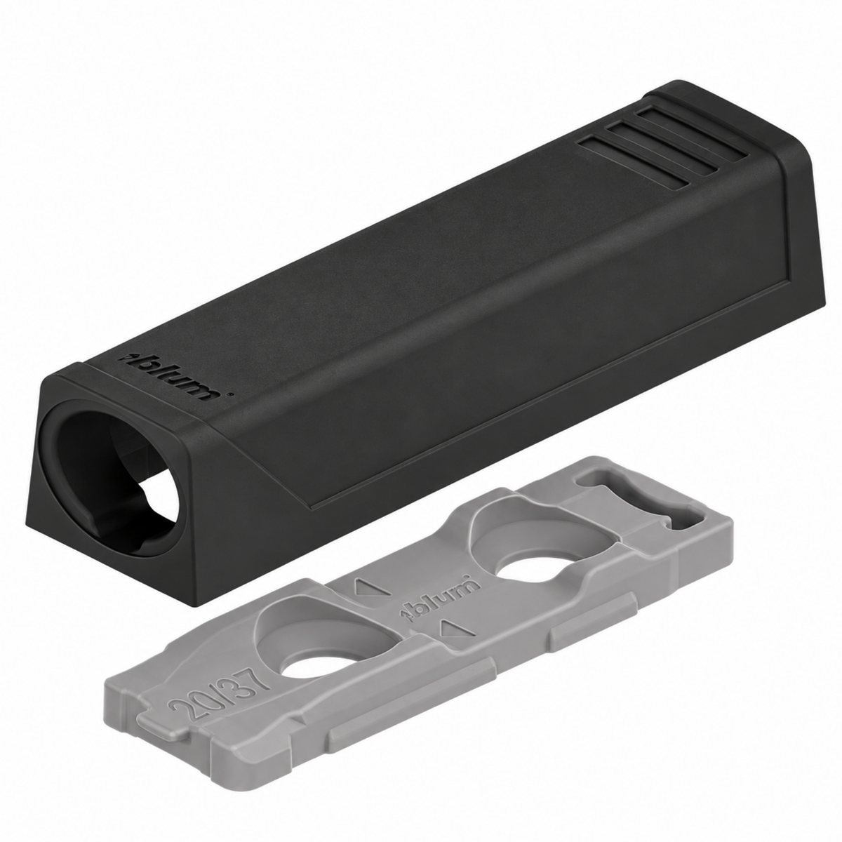 Blum TIP-ON Slimline Adapter Plate for Doors, Short Version, 53mm, Carbon Black, 17mm by W&B