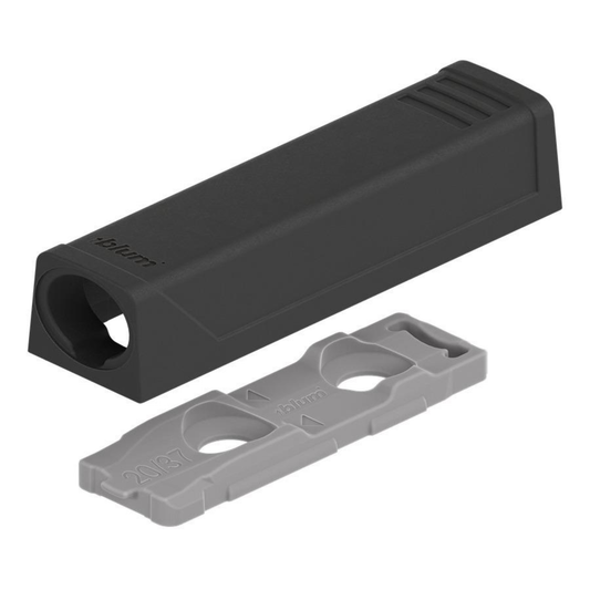 Blum TIP-ON Slimline adapter plate 53 mm short version carbon black 956.1201 for door push-to-open hardware