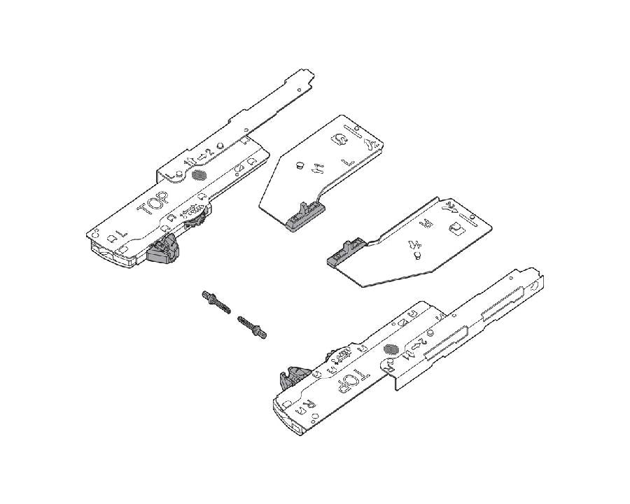TIP‑ON BLUMOTION unit and latch set for Legrabox sink pull‑out, 350–750 mm, 0–20 kg capacity