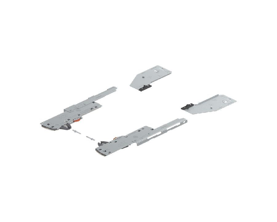 Blum TIP‑ON BLUMOTION unit, latch and synchronisation adapters for Legrabox sink‑pull, 350‑750 mm, 15–40 kg