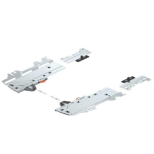 Blum MERIVOBOX TIP‑ON BLUMOTION set unit and latch for 270–300mm NL runners, white push‑to‑open and soft‑close drawer hardware, up to 10 kg pull‑out