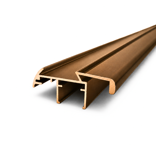 Bright bronze semi frameless wardrobe sliding door grip style aluminium profile for wardrobe door frame installation and smooth sliding system performance