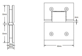 180 Degree Glass to Glass Shower Hinge Brushed Brass