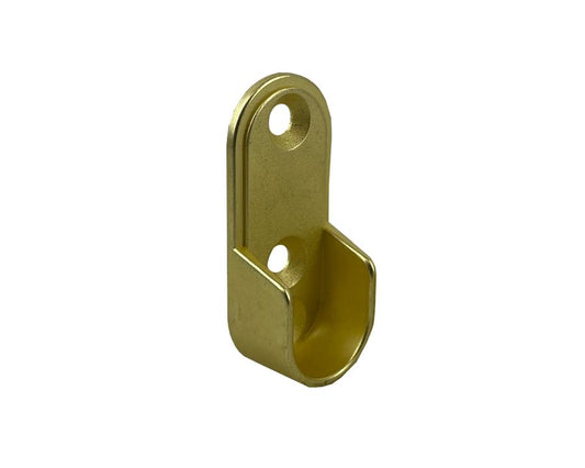 Brushed gold oval end flange for secure 16mm wardrobe rail and hanging rod installation