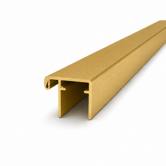 Brushed gold semi frameless wardrobe sliding door top and bottom rail aluminium profile for wardrobe door frame installation and smooth door operation