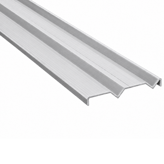 Brushed silver 5.7m wardrobe bottom track double sliding door system with no lip design