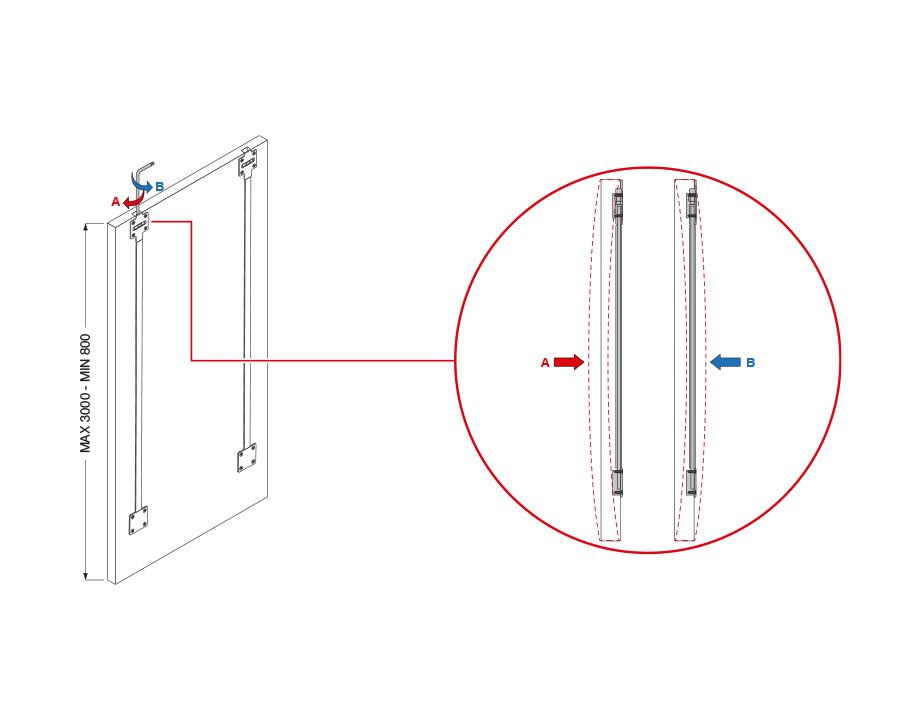 Cinetto Black Wooden Door Straightener. Length: 2600mm. Top and Back Adjustment