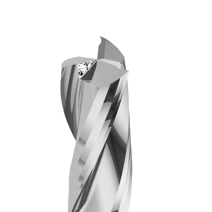 3-flute coated finishing spiral router bit, 25mm diameter, 75mm cutting length, precision CNC bit for smooth cuts in wood, MDF, plywood, and laminates