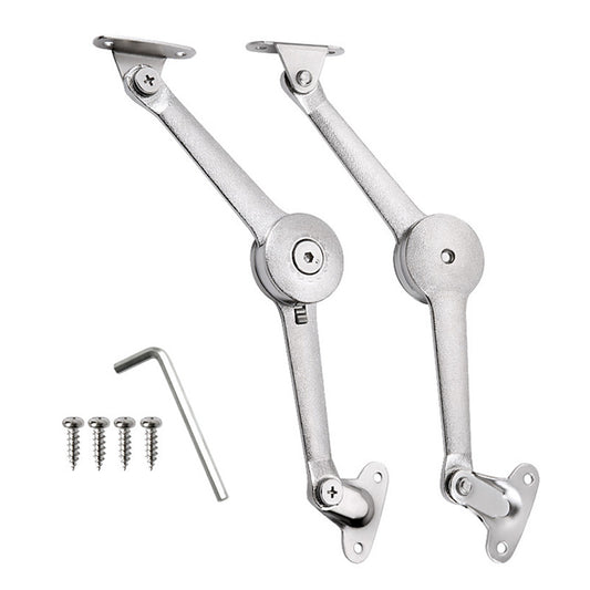 Pair of cabinet lift up folding lid support hinges for cupboard doors, providing smooth opening and secure support for kitchen cabinets, furniture, and storage units.